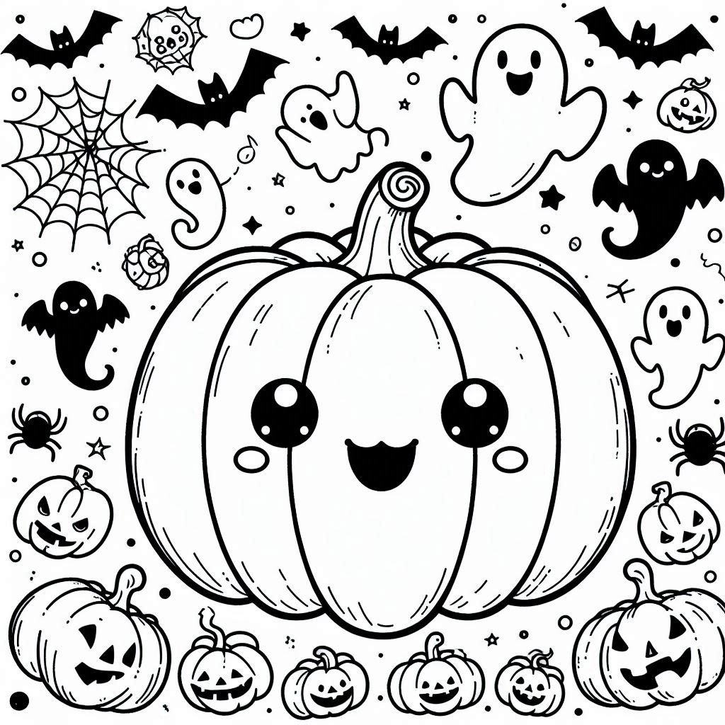 Desenho de abobora do halloween para colorir e imprimir