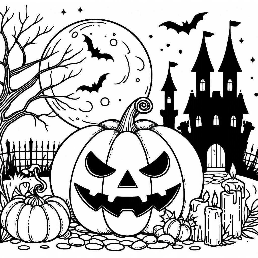 Desenho de abobora do halloween para colorir e imprimir