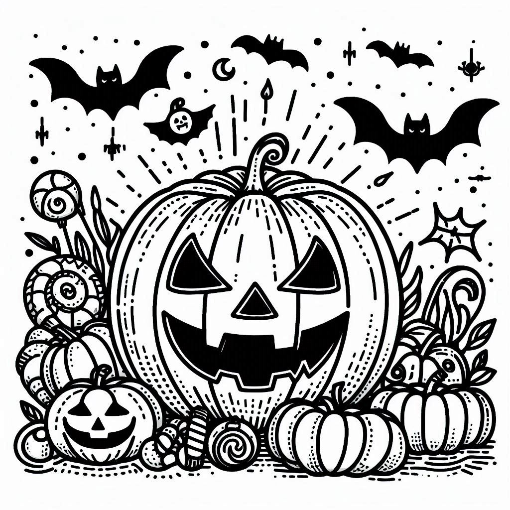 Desenho de abobora do halloween para colorir e imprimir