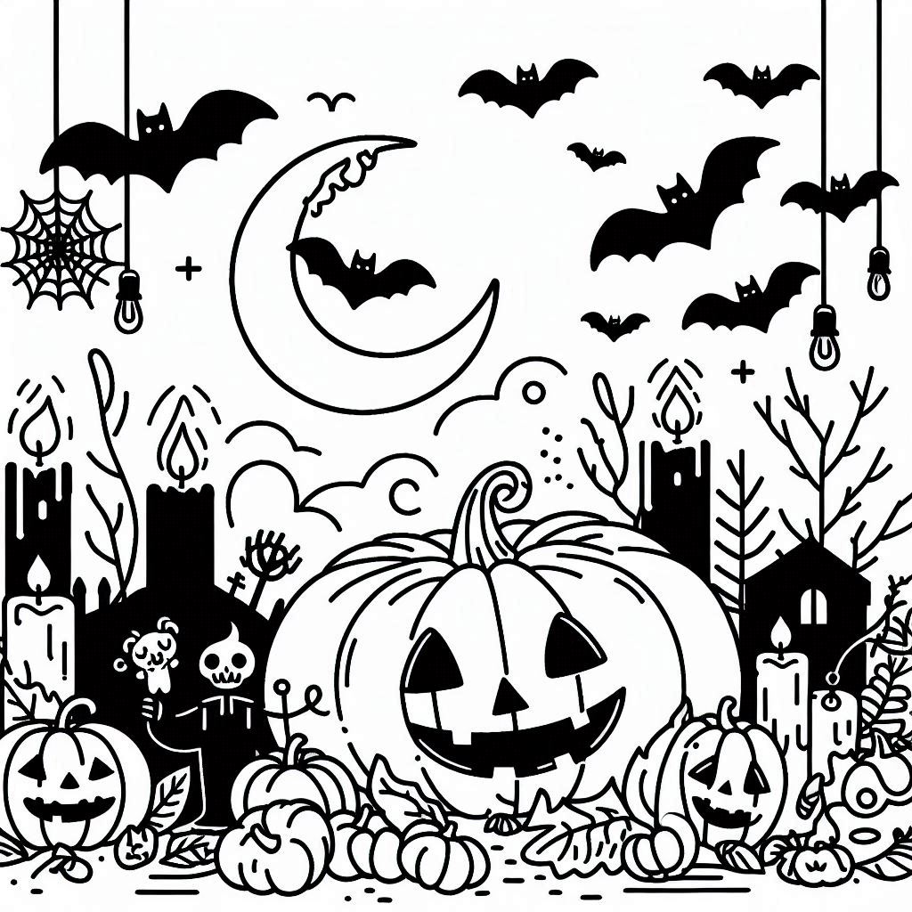 Desenho de abobora do halloween para colorir e imprimir
