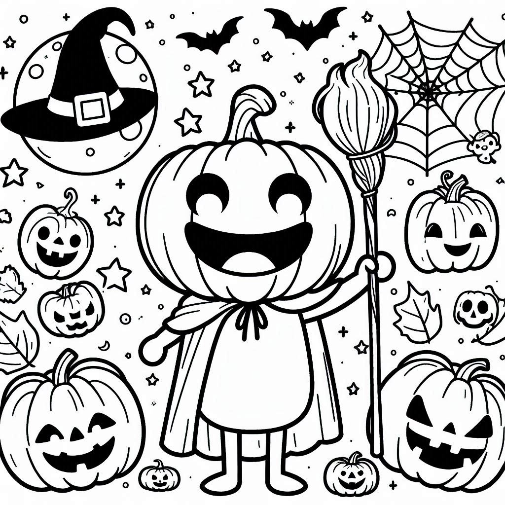 Desenho de abobora do halloween para colorir e imprimir