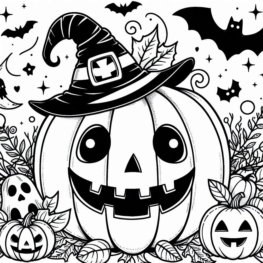 Desenho de abobora do halloween para colorir e imprimir