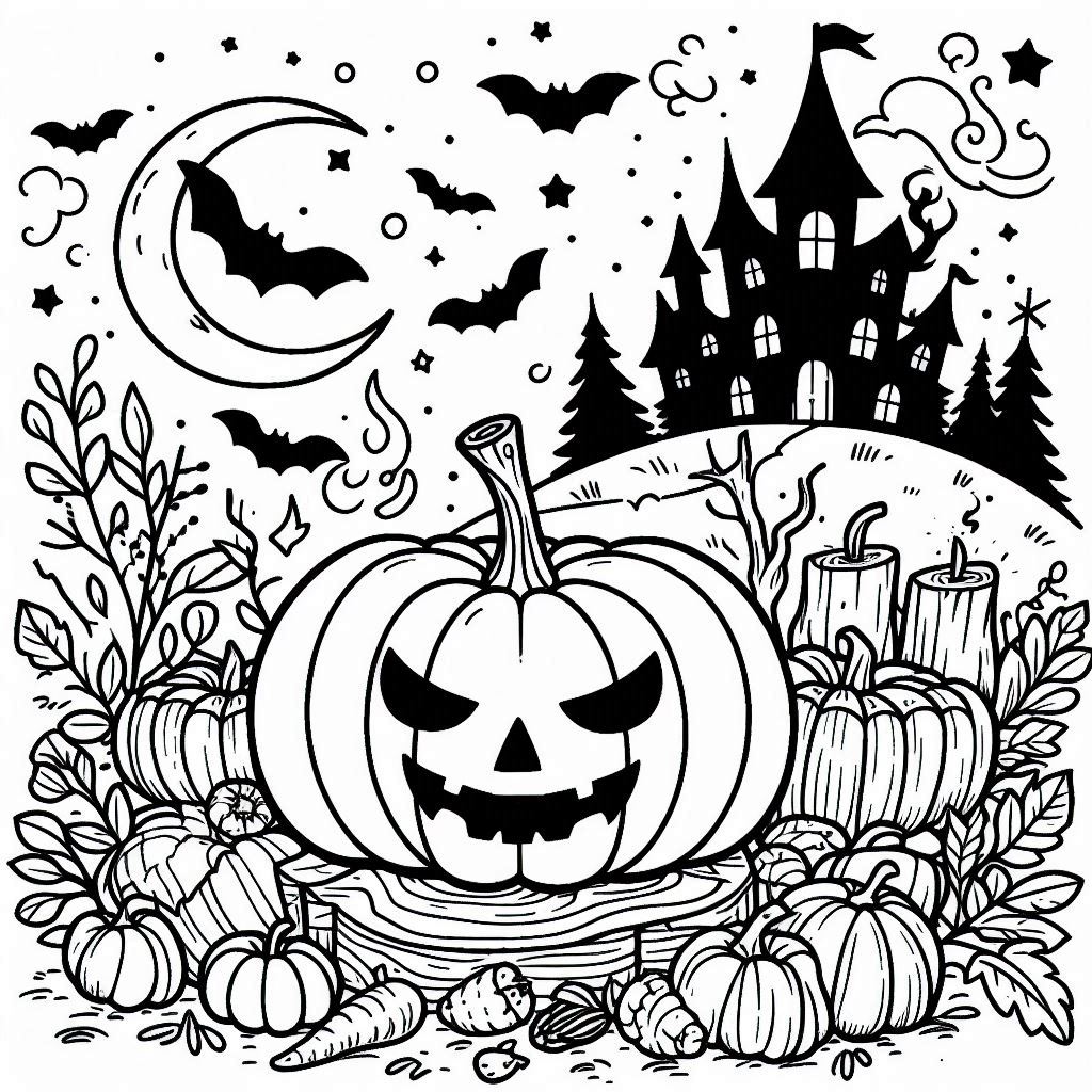 Desenho de abobora do halloween para colorir e imprimir