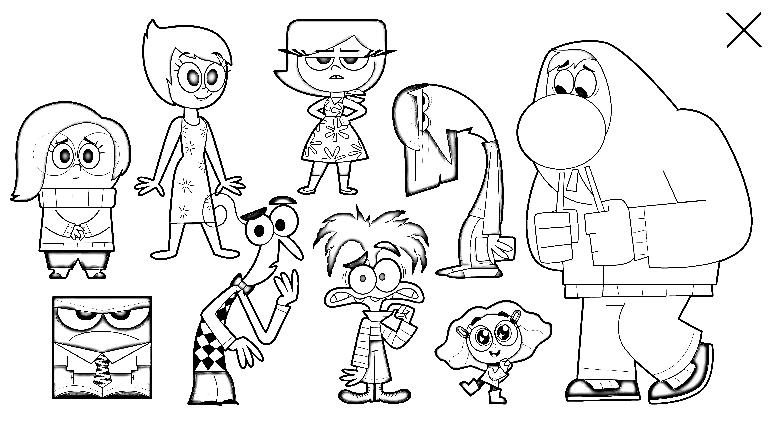 Desenho dos personagens do divertidamente  para colorir