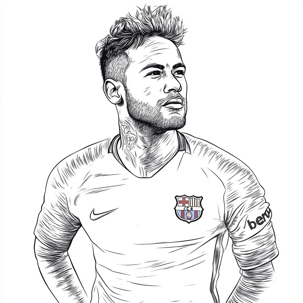 Desenho neymar jr em barcelona para colorir