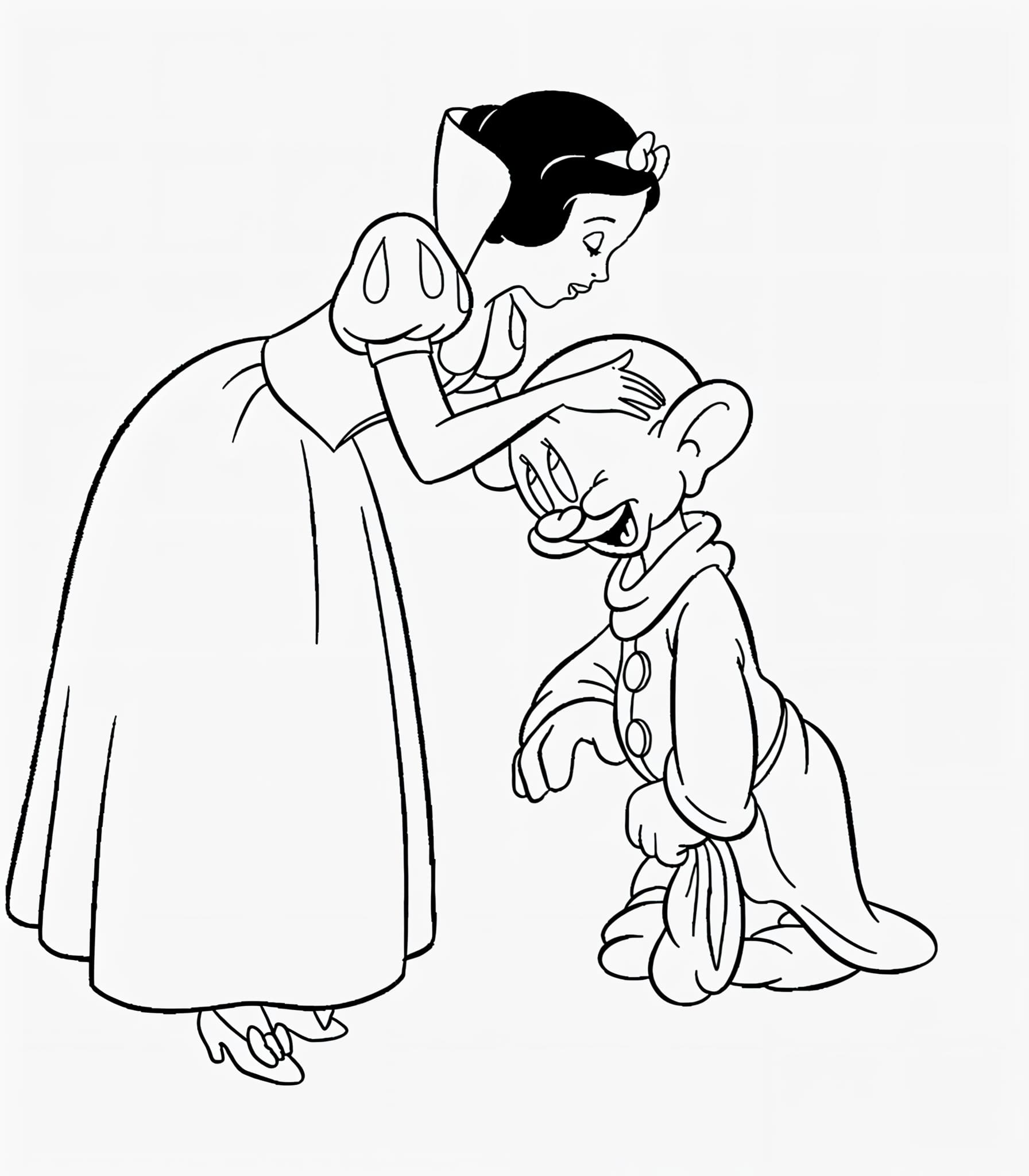 Desenho da branca de neve e dunga para colorir