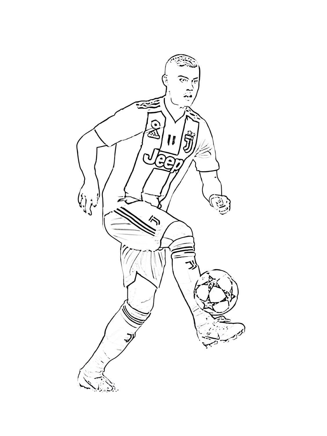 Desenho de cristiano ronaldo juventus para colorir e imprimir