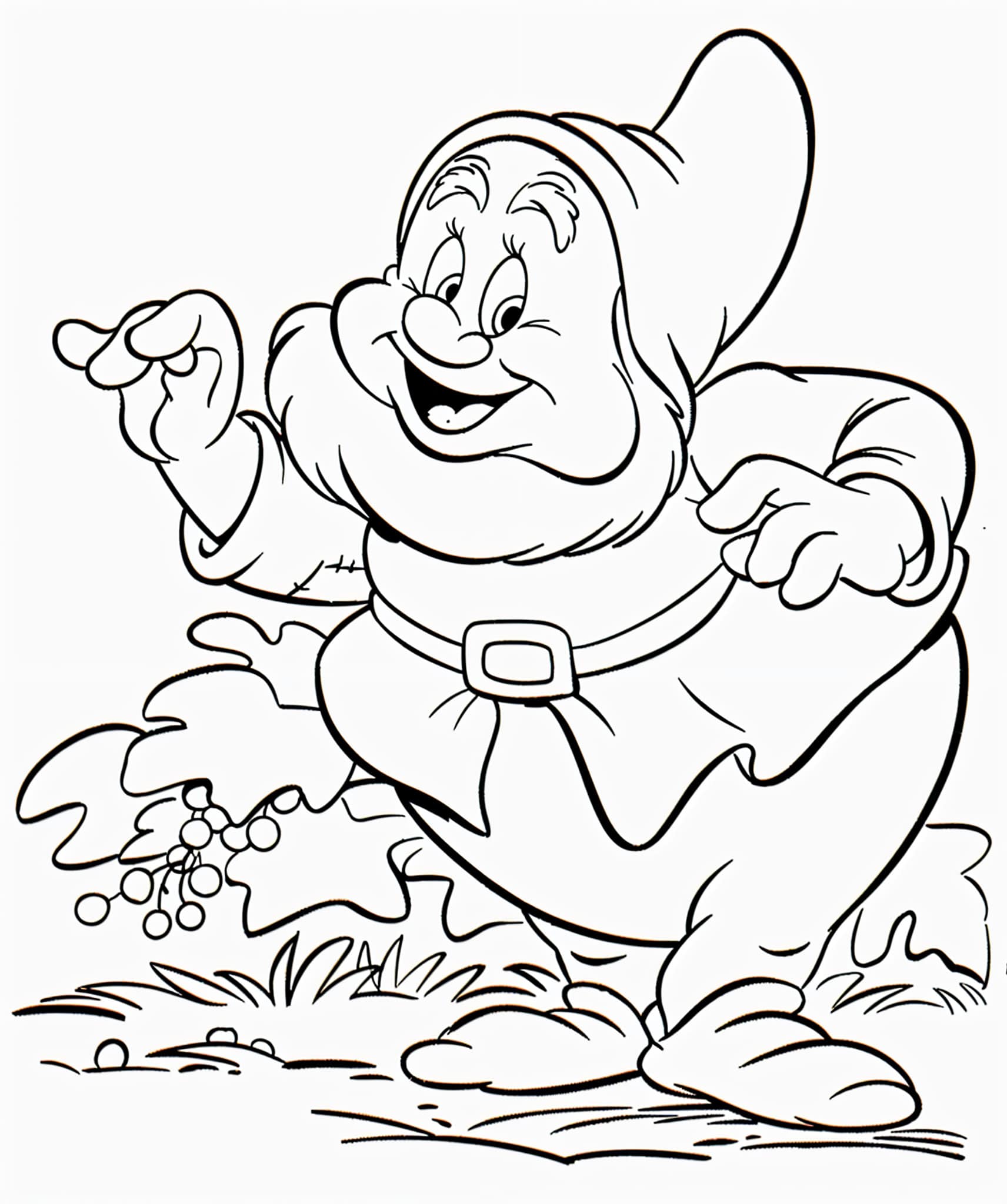Desenho do feliz de branca de neve para colorir