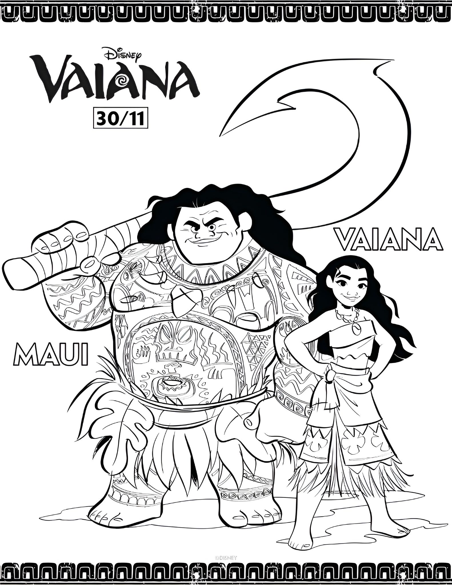 Desenho para colorir Moana 