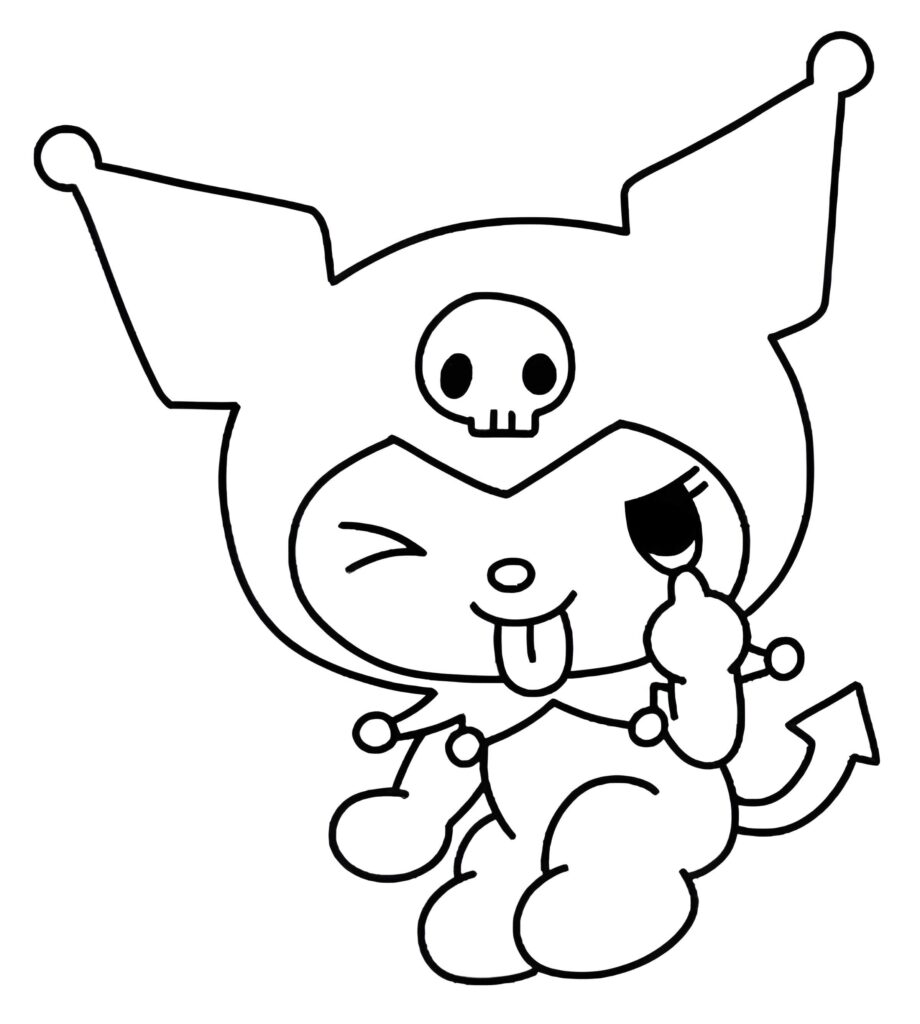 kuromi fazendo caretas para colorir