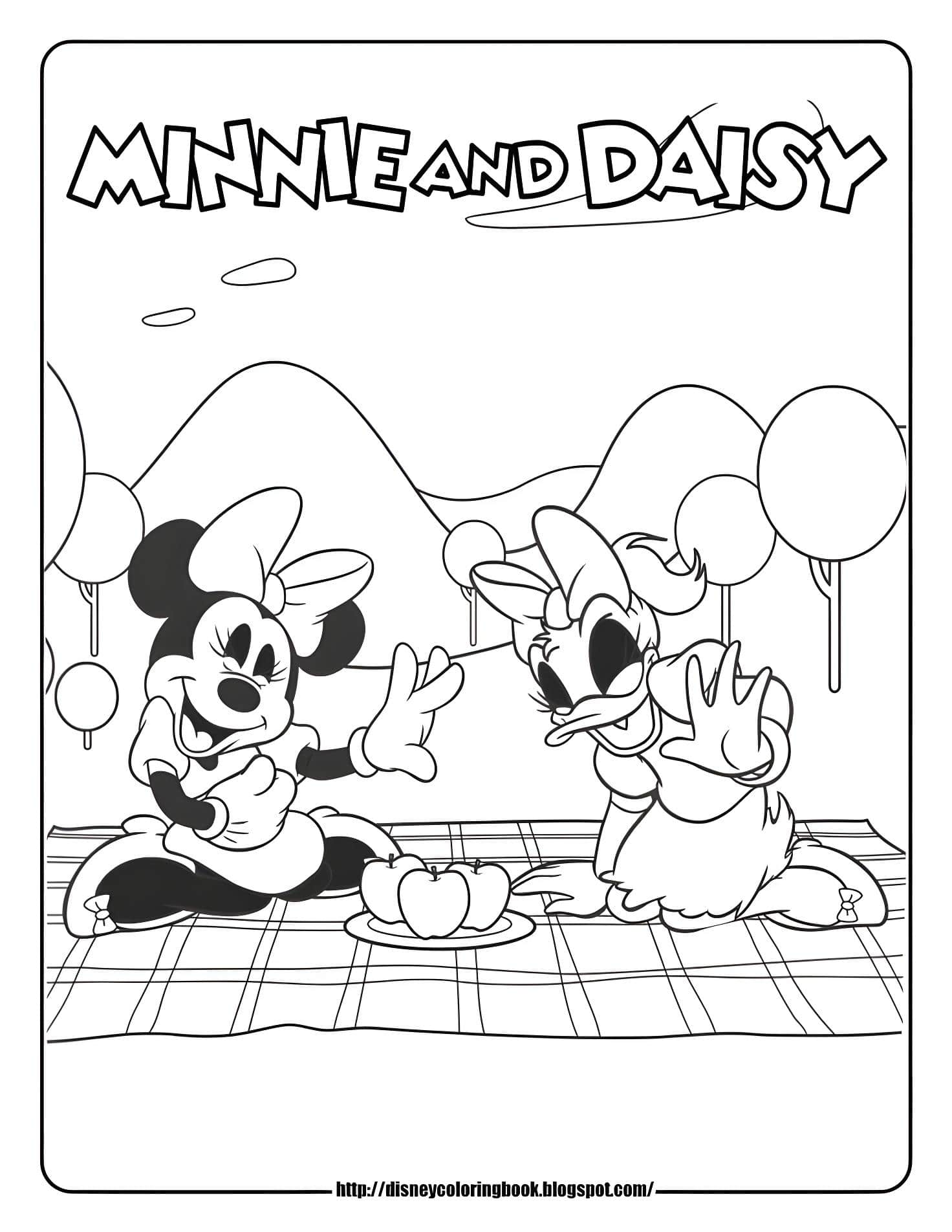 Mickey Mouse E Margarida Em Piquenique Para Colorir